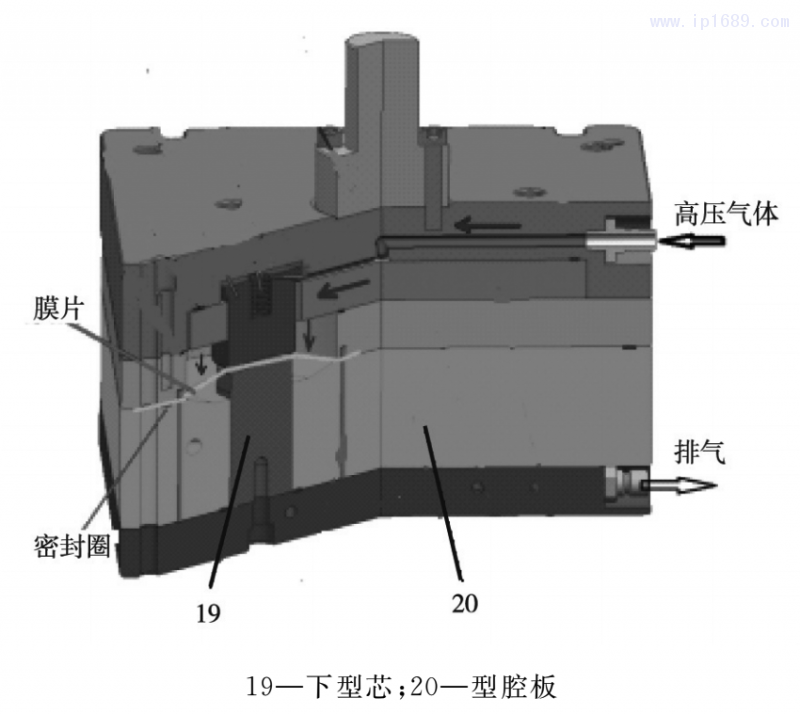 图5 膜片高压预成型模具工作原理